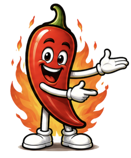 Mascota chili presentando el servicio de creación de páginas web